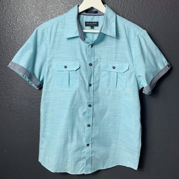 Eighty Eight Other - EIGHTY EIGHT Men's Light Blue/Green Button Up